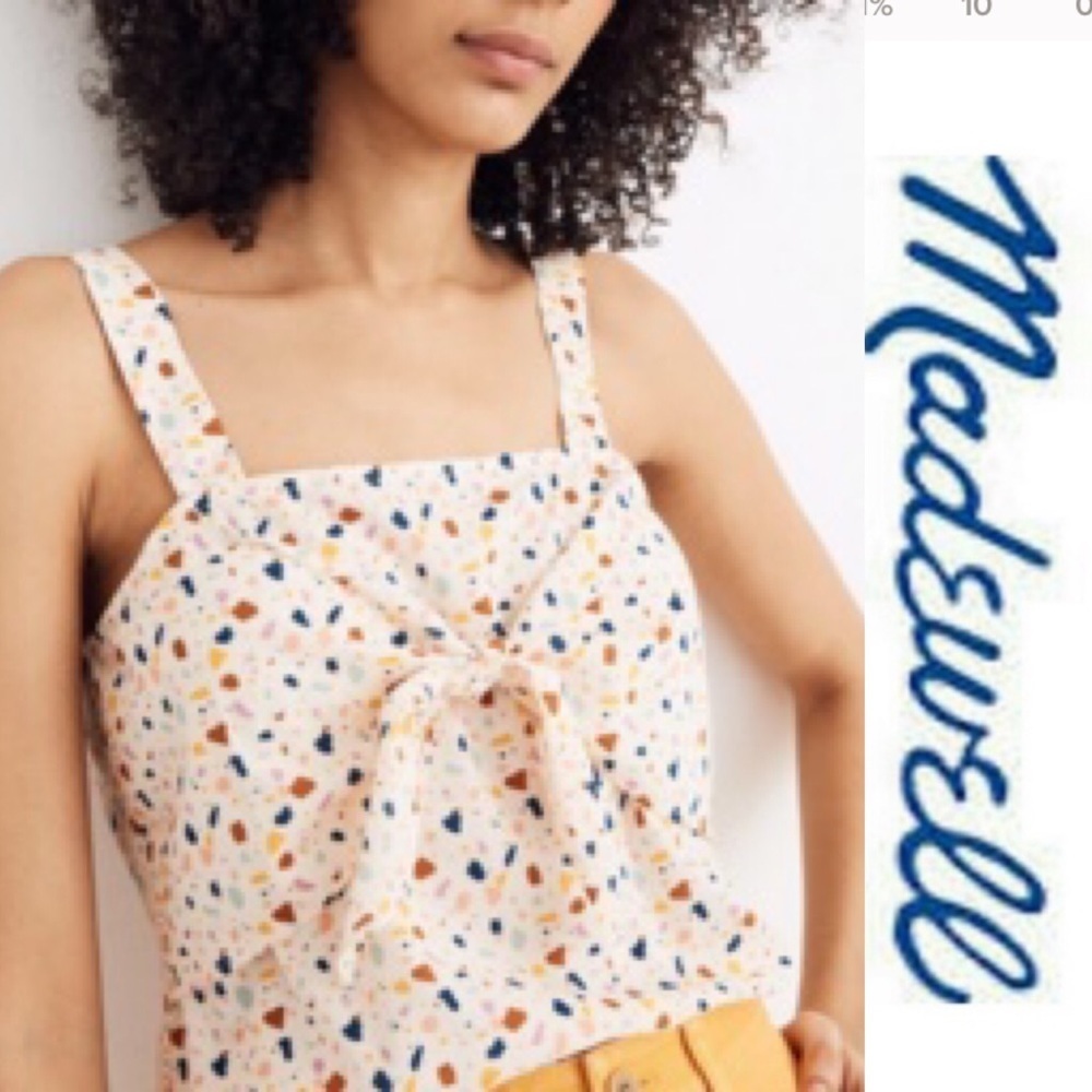 Madewell Terrazzo polka Dot Tie Front Cami Tank